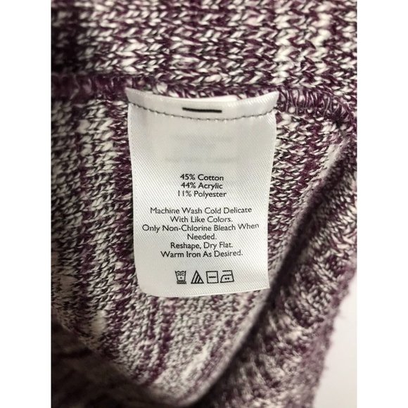 Eddie Bauer Women's Large Purple Heathered Pattern Open Front Cardigan Sweater - Picture 7 of 8